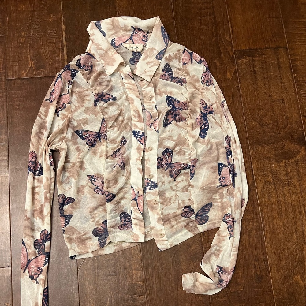 White and beige butterfly balero